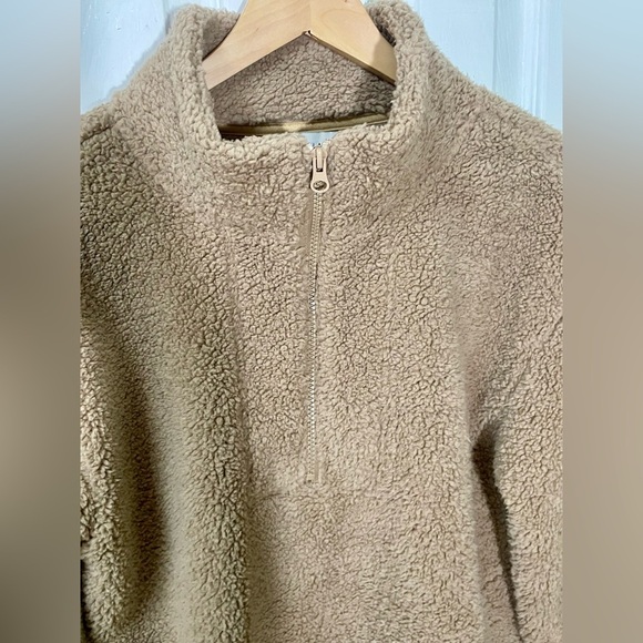 Koolaburra by UGG Pullover Size Small Sherpa Fleece Brushed Back Tan Quarter Zip - Picture 5 of 12